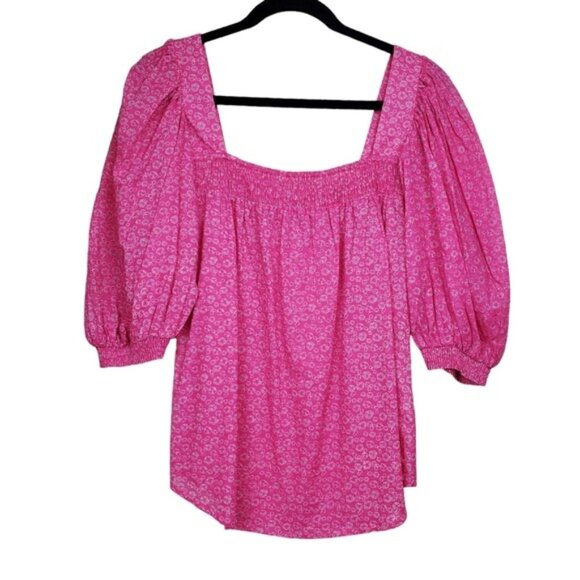 Aspiga Womens Puff Sleeve Pink Floral Print Top Size M - Picture 4 of 7